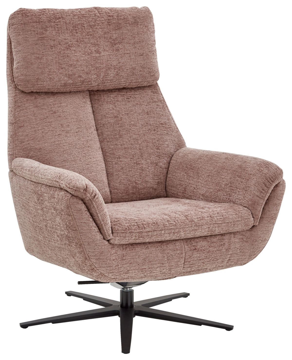 RELAXSESSEL drehbar Chenille    - Hellrosa/Schwarz, Design, Textil/Metall (79/108/89cm) - Beldomo Style