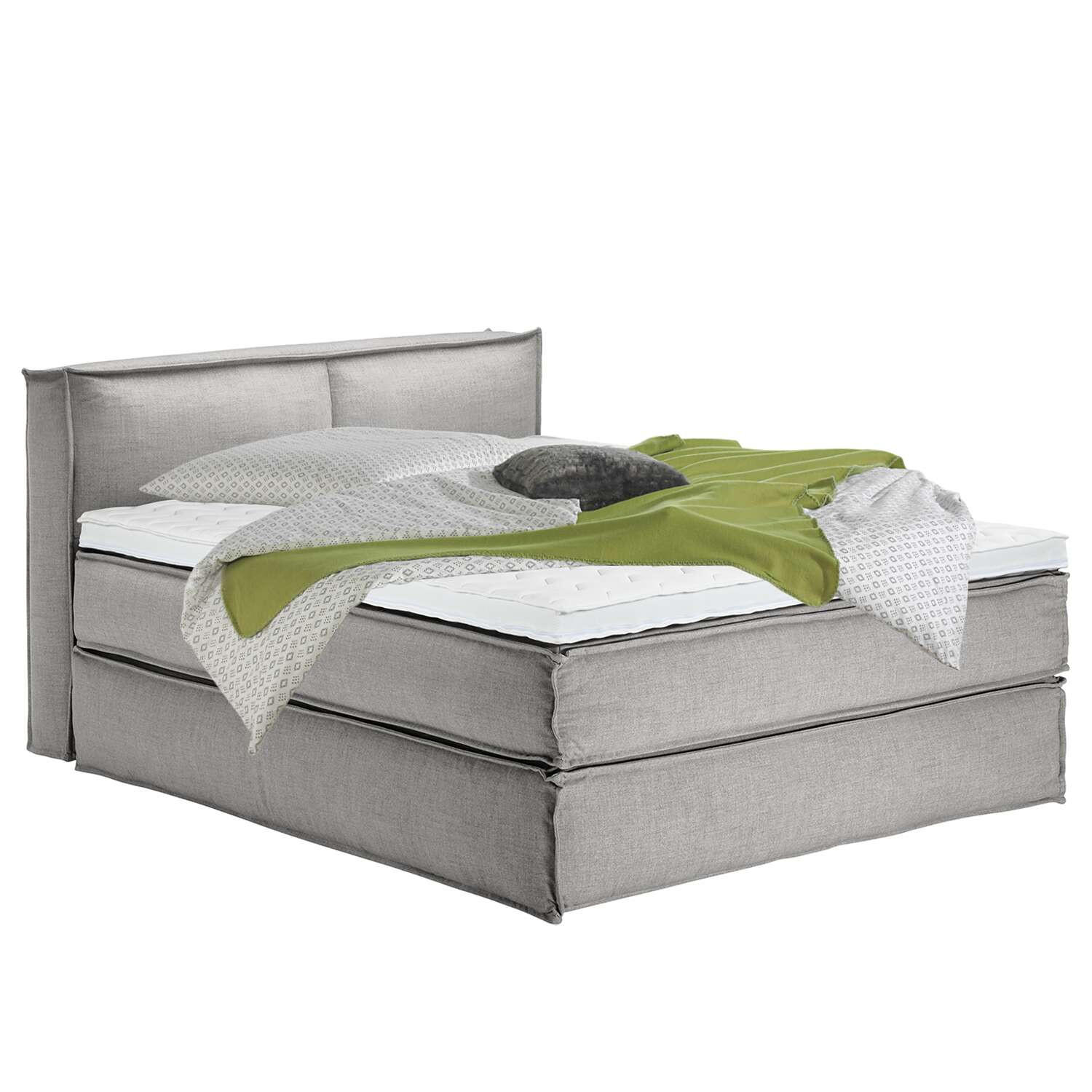 BOXSPRINGBETT 160/200 cm  in Hellgrau  - Hellgrau/Schwarz, Design, Textil (160/200cm) - home24