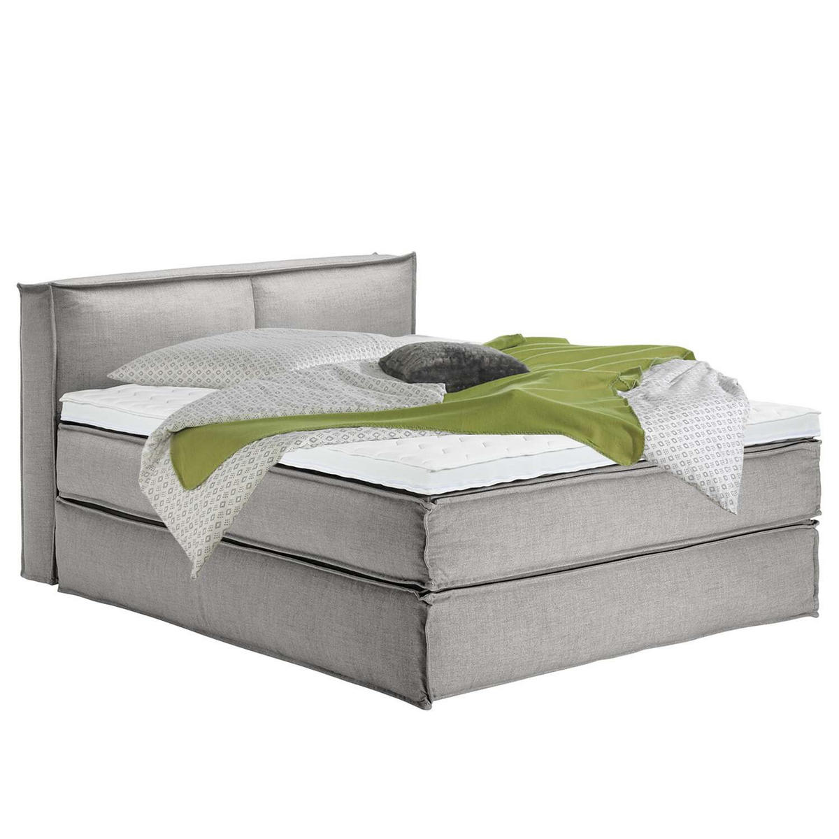 BOXSPRINGBETT 160/200 cm  in Hellgrau  - Hellgrau/Schwarz, Design, Textil (160/200cm) - home24