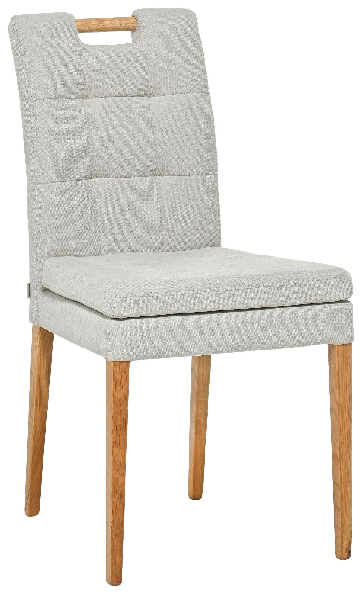 STUHL Webstoff Creme, Eichefarben Eiche massiv  - Eichefarben/Creme, KONVENTIONELL, Holz/Textil (47/91,5/59cm) - Celina Home