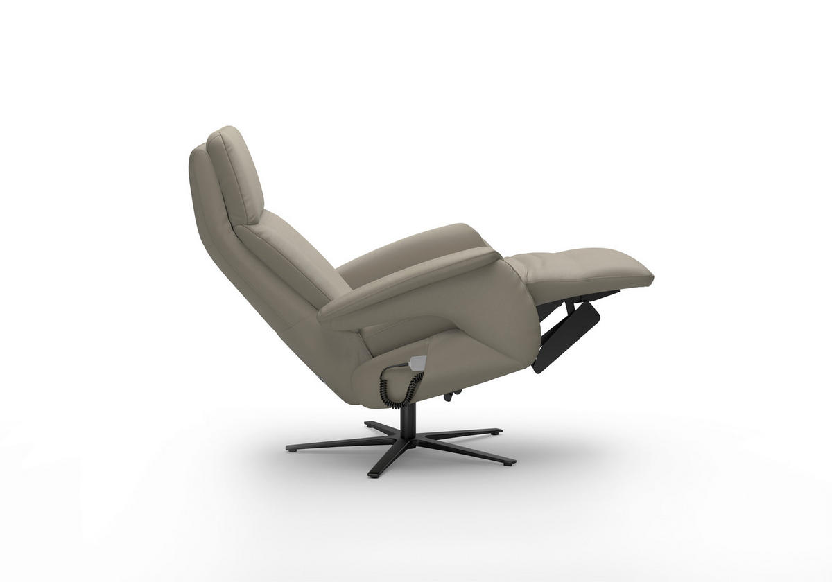 RELAXSESSEL Leder Grau  - Schwarz/Grau, Basics, Leder/Metall (86/111/86cm) - Sit & More