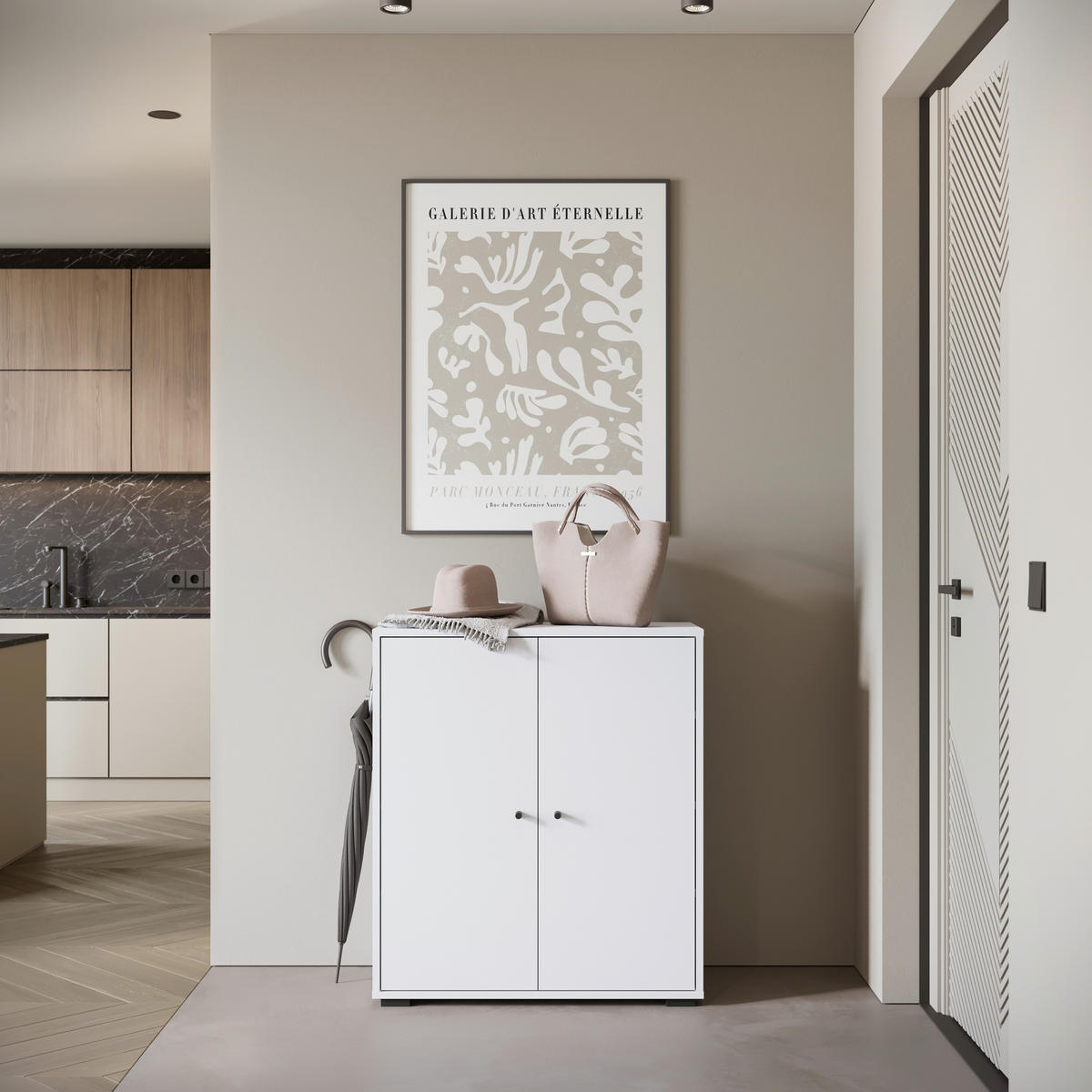 SKOSKÅP  i 70/80/33 cm  - vit/svart, Basics, metall/trämaterial (70/80/33cm) - P & B