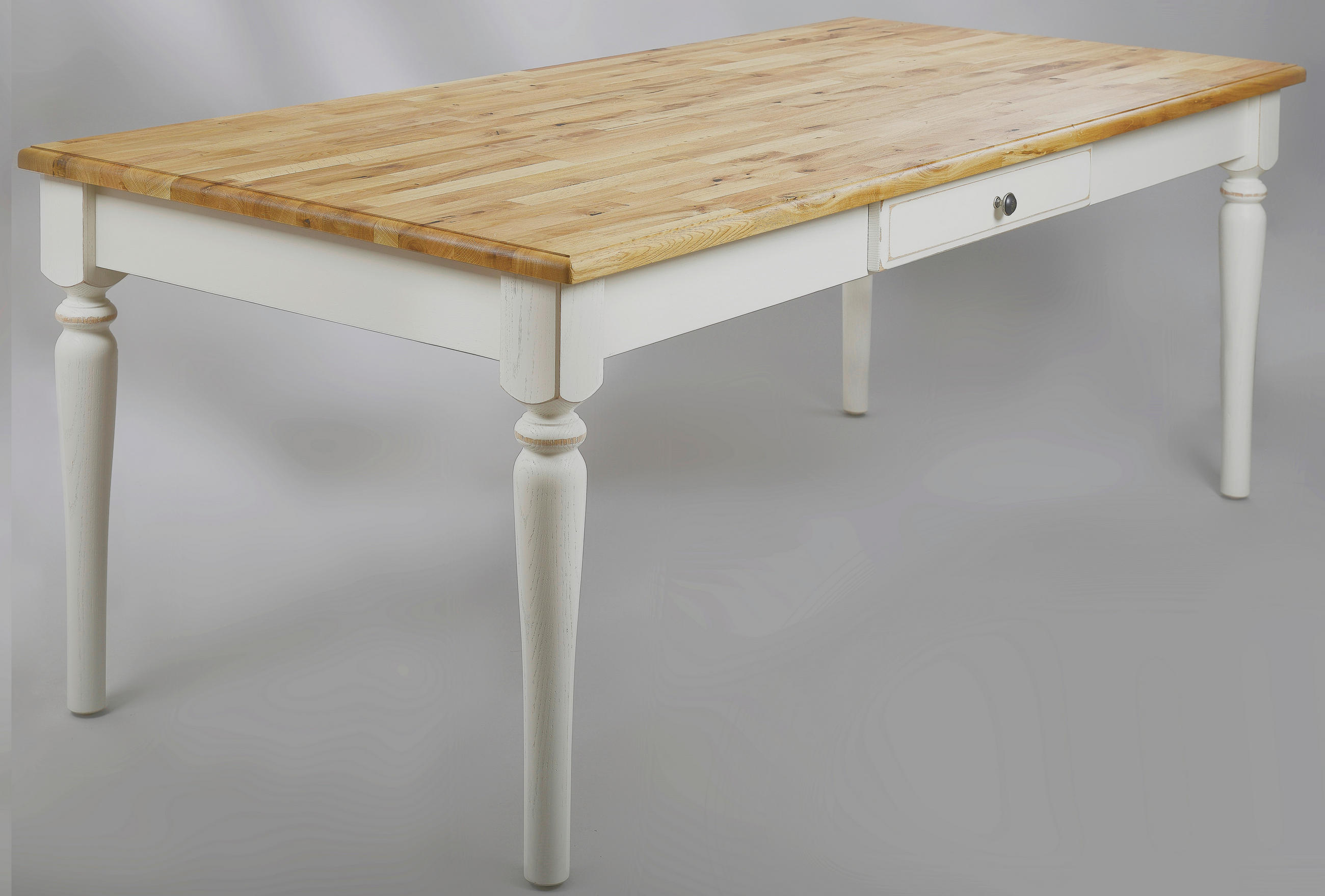 ESSTISCH Buche, Eiche massiv rechteckig Weiß, Wildeiche  - Wildeiche/Weiß, Basics, Holz (180/90/76,7cm) - OSTER