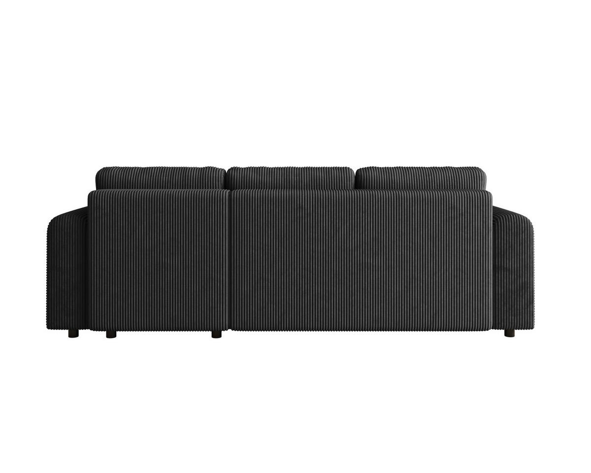 ECKSOFA inkl. Funktionen Anthrazit Cord  - Anthrazit/Schwarz, KONVENTIONELL, Kunststoff/Textil (260/200cm) - Xora