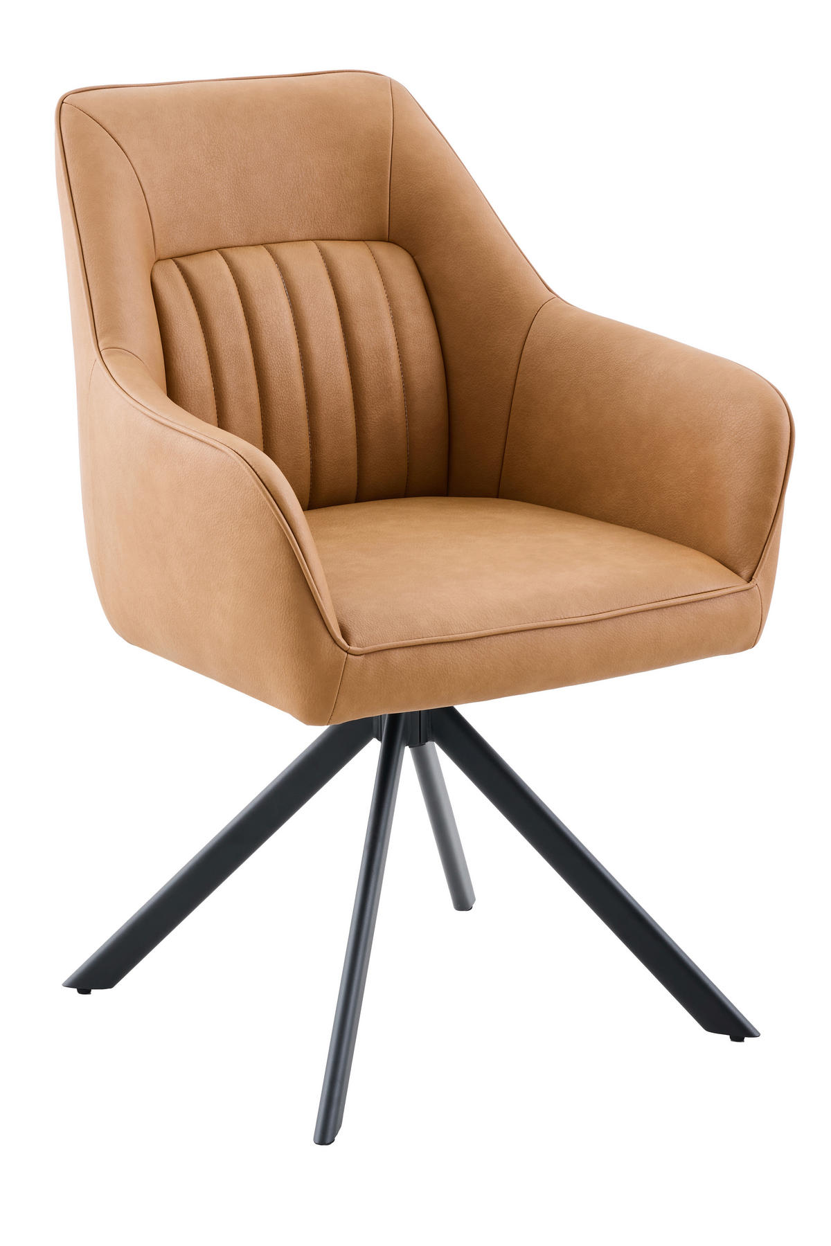 ARMLEHNSTUHL-SET 2 Stück  in Stahl Lederlook  - Cognac/Schwarz, MODERN, Textil/Metall (62/92/68cm) - MID.YOU