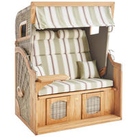 STRANDKORB Weiß, Teakfarben, Koralle  - Koralle/Beige, KONVENTIONELL, Holz/Kunststoff (135/165/90cm)