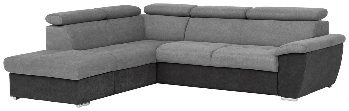 ECKSOFA in Mikrofaser Grau, Schwarz  216/262 cm  - Chromfarben/Schwarz, Design, Textil/Metall (216/262cm) - Livetastic
