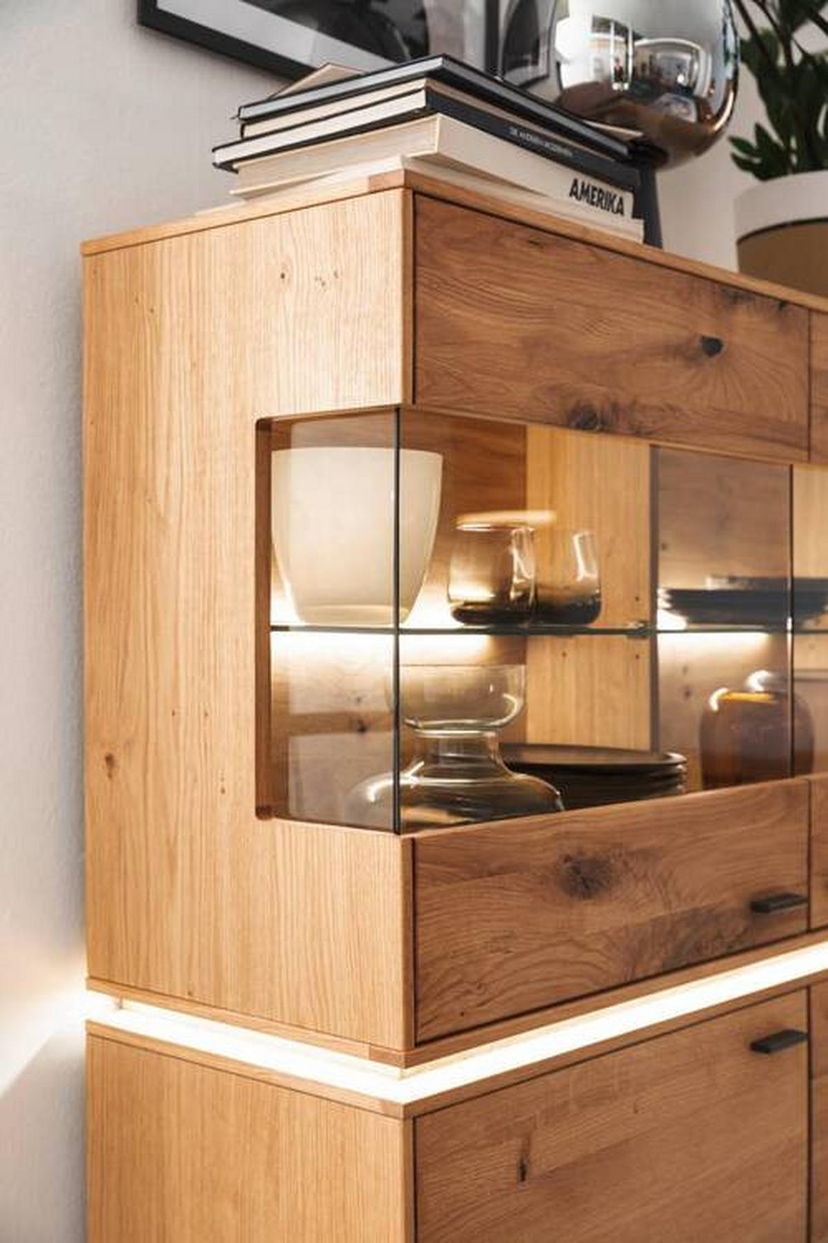 HIGHBOARD  in 123/137/38 cm  - Wildeiche/Anthrazit, Natur, Glas/Holz (123/137/38cm) - MID.YOU