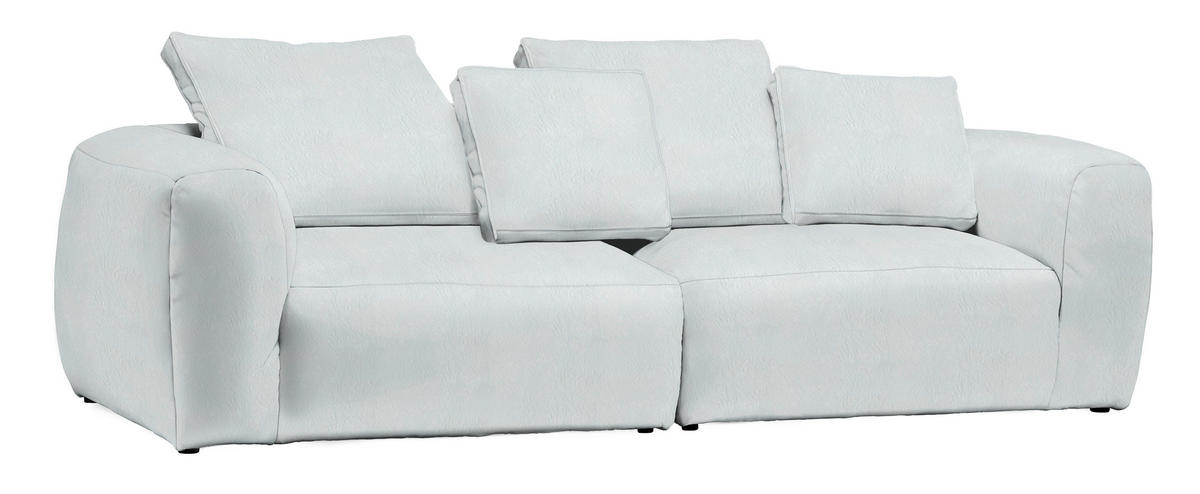 BIGSOFA in Samt Grau, Silberfarben  - Silberfarben/Schwarz, Modern, Kunststoff/Textil (260/70/122cm) - Carryhome