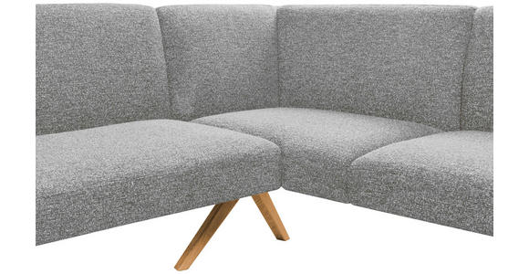 ECKBANK 218/172 cm Webstoff Hellgrau Eiche vollmassiv   - Eichefarben/Hellgrau, KONVENTIONELL, Holz/Textil (218/172cm) - Linea Natura