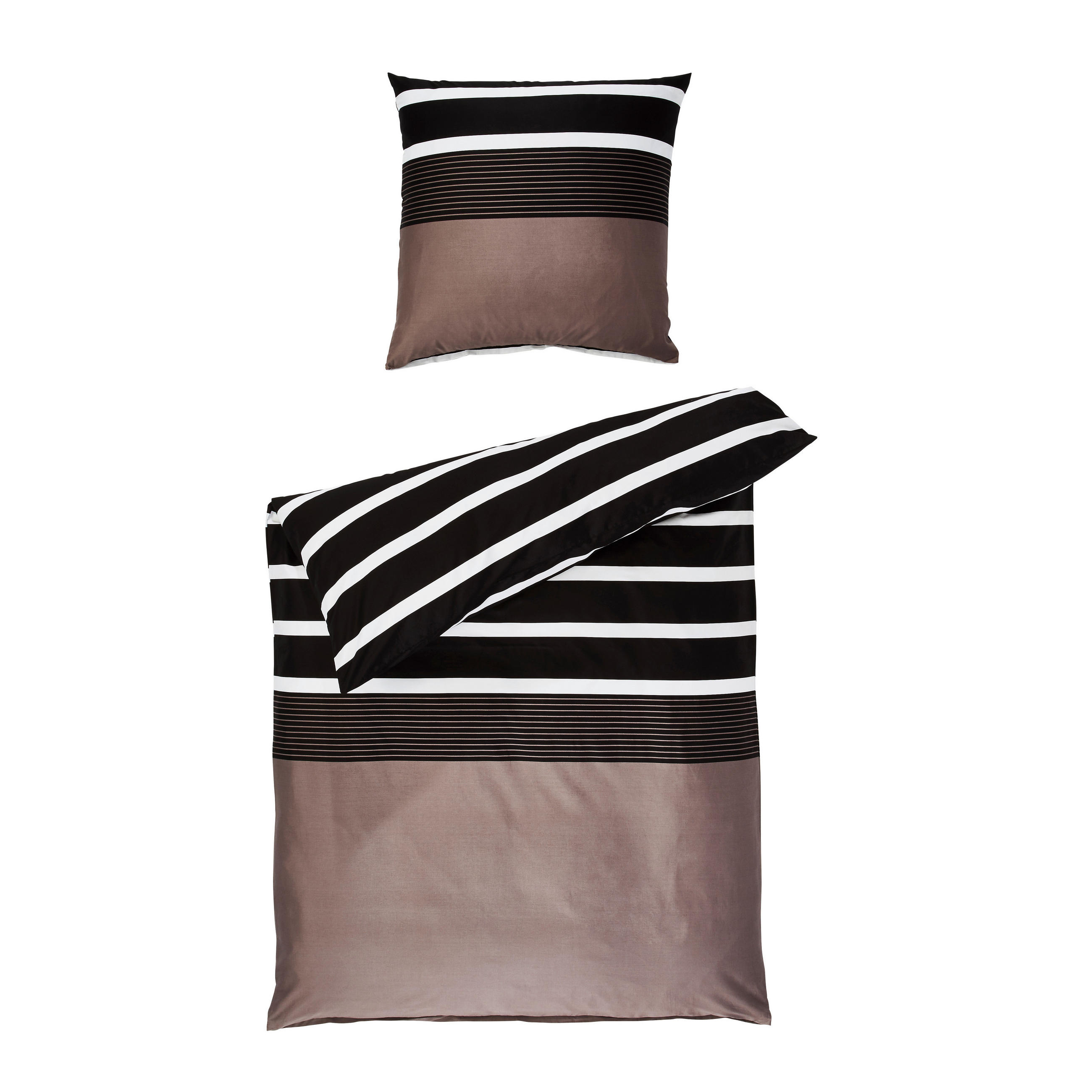 BETTWÄSCHE Davos Biber  - Schwarz/Braun, Design, Textil (200cm) - Janine