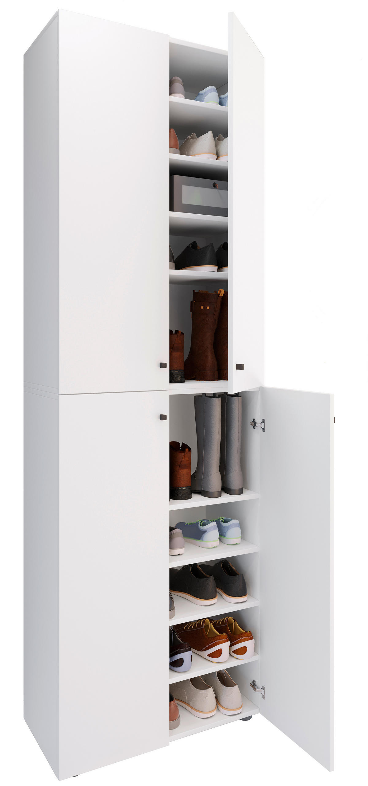 SCHUHSCHRANK Lona  in  - Silberfarben/Schwarz, Design, Holzwerkstoff/Kunststoff (70/220/40cm) - MID.YOU