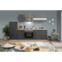 KÜCHENBLOCK 270 cm   in Grau  - Edelstahlfarben/Eichefarben, Basics, Holzwerkstoff/Metall (270cm) - Respekta