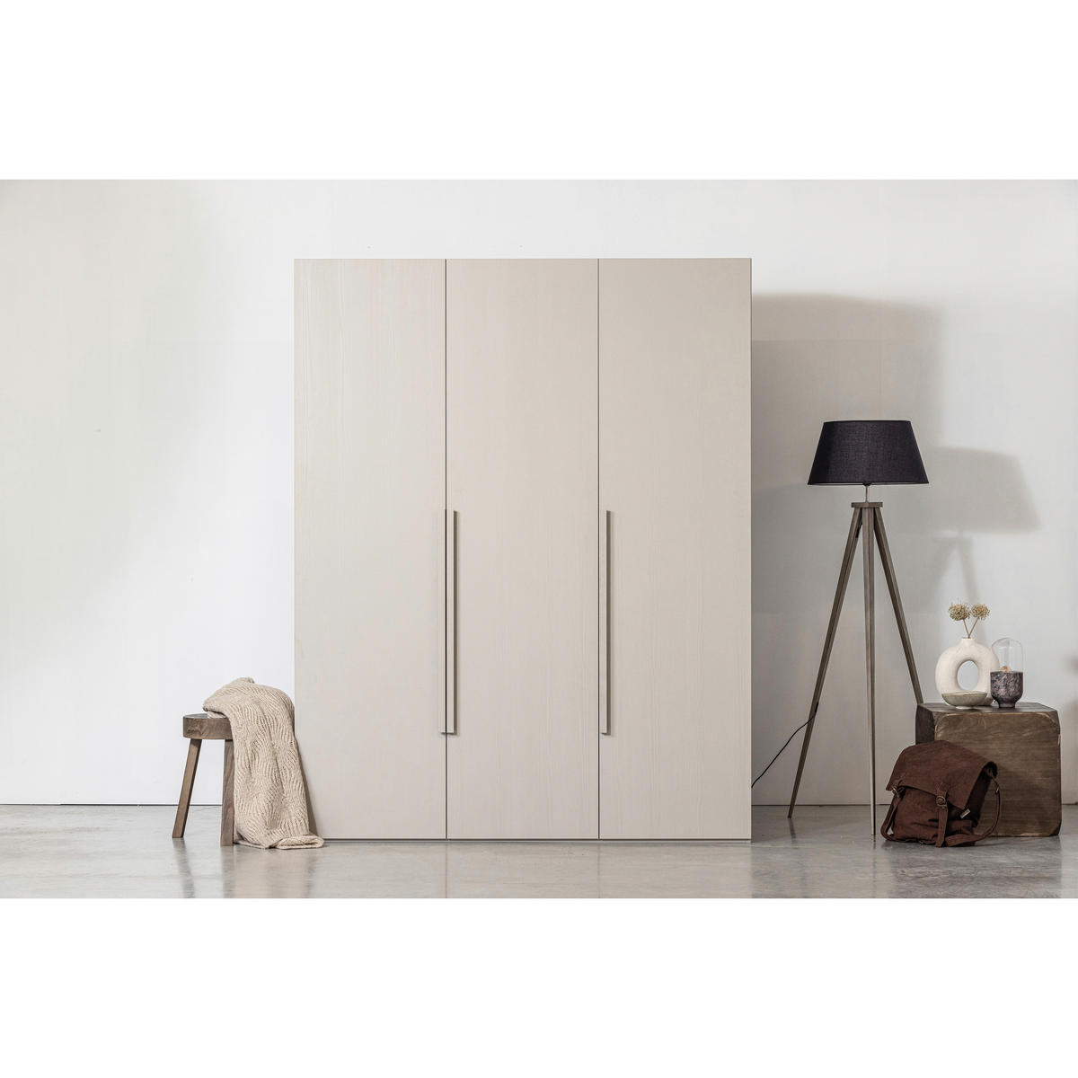 DREHTÜRENSCHRANK 165/210/58 cm 3-türig Grau  - Walnussfarben/Grau, Design, Holz (165/210/58cm) - Livetastic