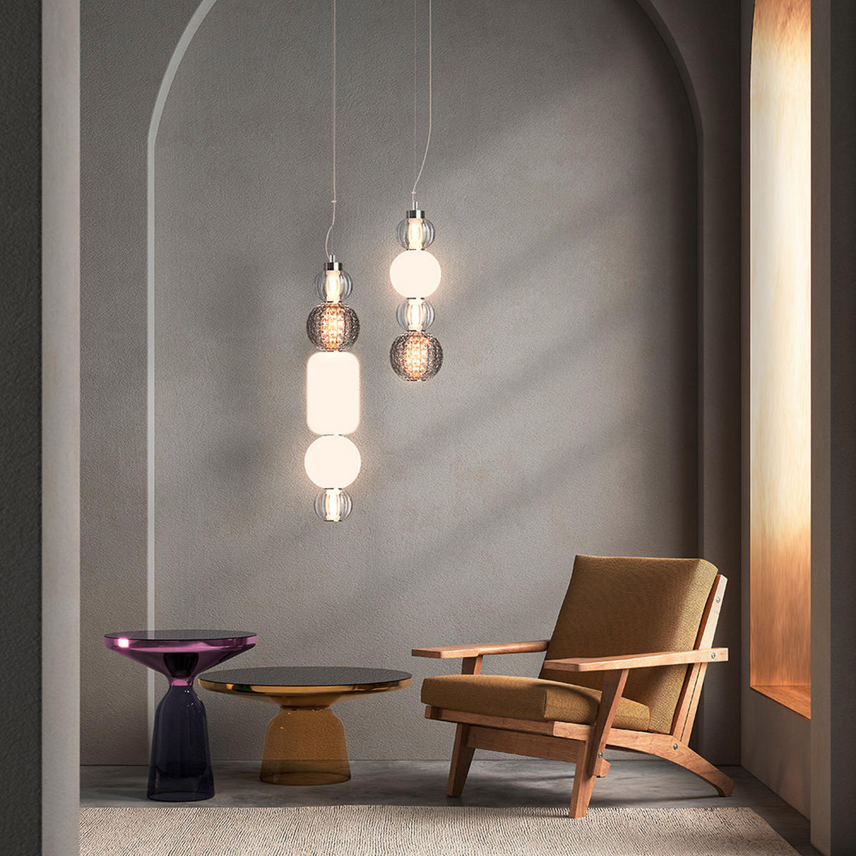PENDELLEUCHTE 14.7/45 cm    - Chromfarben/Transparent, Trend, Glas/Kunststoff (14.7/45cm) - MAYTONI