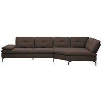 ECKSOFA in Flachgewebe Dunkelbraun  344/157 cm  - Dunkelbraun/Schwarz, Design, Textil/Metall (344/157cm) - Chilliano