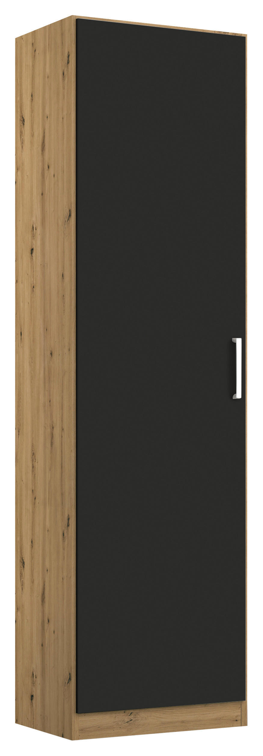 DREHTÜRENSCHRANK 47/197/54 cm 1-türig Grau, Eiche Artisan  - Chromfarben/Eiche Artisan, MODERN, Holzwerkstoff/Kunststoff (47/197/54cm) - Rauch Möbel