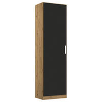 DREHTÜRENSCHRANK in Eiche Artisan, Grau  - Chromfarben/Eiche Artisan, Modern, Holzwerkstoff/Kunststoff (47/197/54cm) - Rauch Möbel