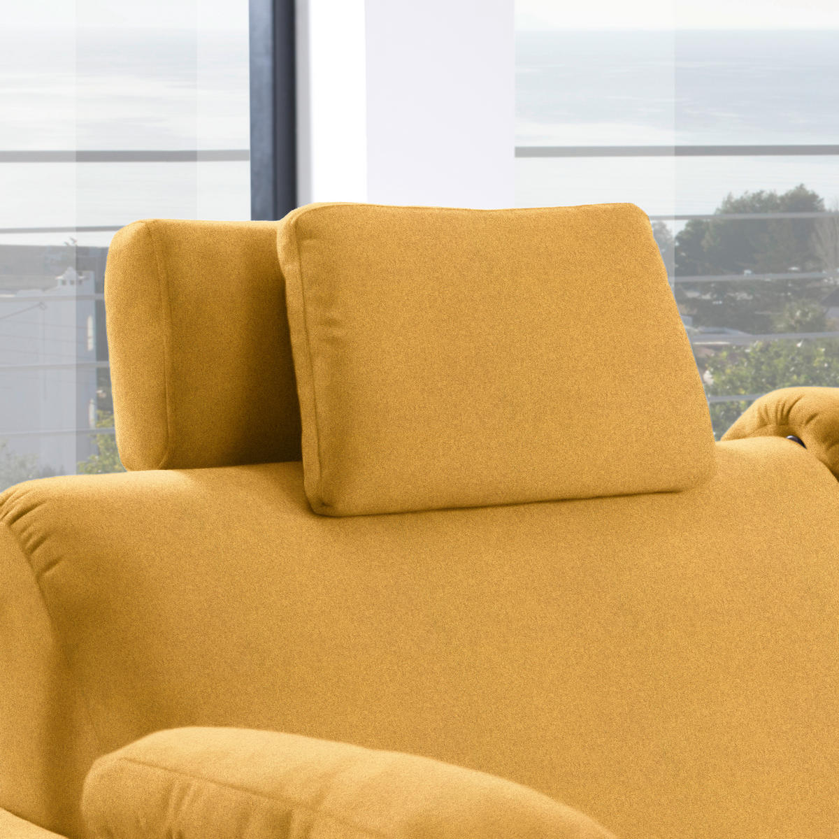 ECKSOFA in Flachgewebe Senfgelb  261/203 cm  - Eichefarben/Senfgelb, KONVENTIONELL, Holz/Textil (261/203cm) - Sedda