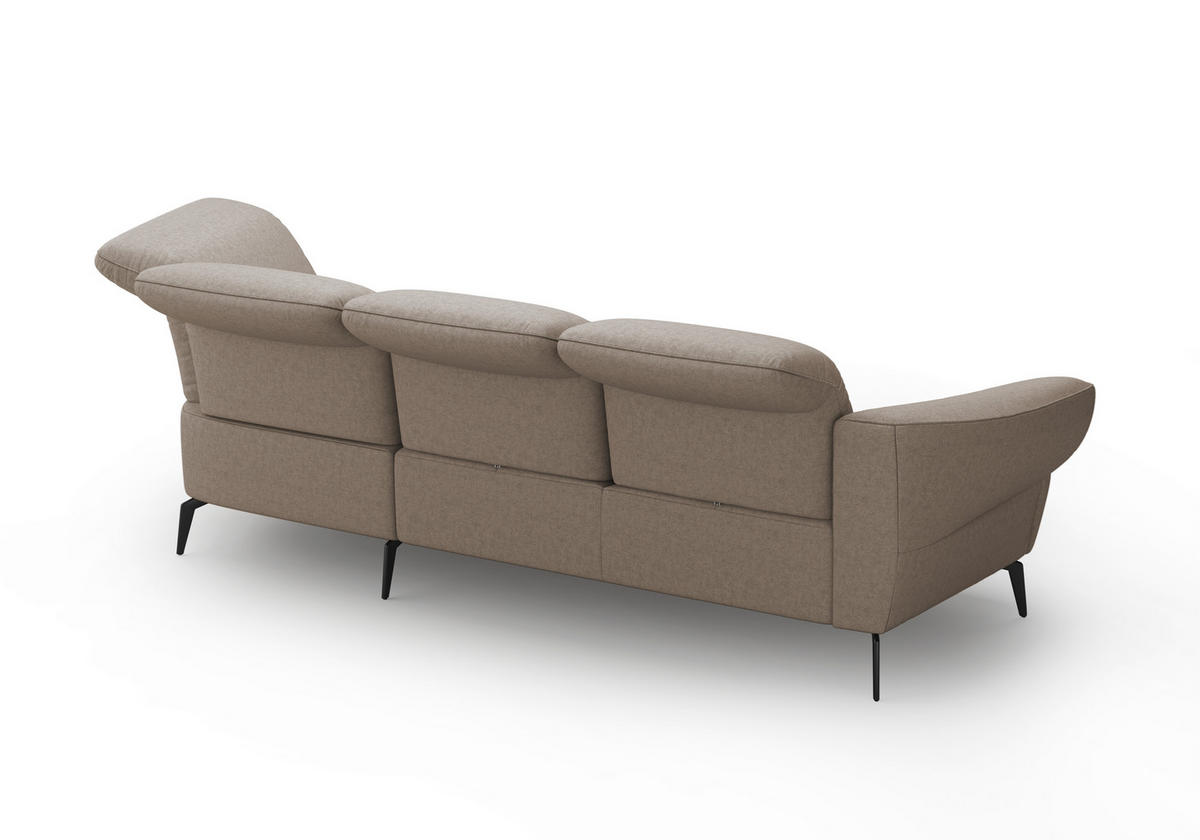 ECKSOFA DANCE E Taupe Flachgewebe  - Taupe/Schwarz, MODERN, Textil/Metall (313/208cm) - Sit & More
