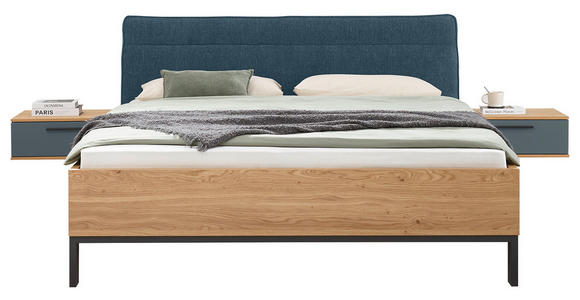 BETTANLAGE 180/200 cm  in Blau, Eichefarben  - Blau/Eichefarben, Design, Holz/Holzwerkstoff (180/200cm) - Dieter Knoll