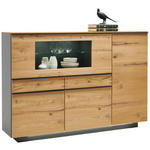 HIGHBOARD Asteiche furniert Schwarz, Eichefarben, Schieferfarben Einlegeböden  - Schieferfarben/Eichefarben, Design, Holz/Holzwerkstoff (176/121/40cm) - Hom`in