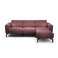 Dreisitzer inkl. Hocker Chenille Rot  - Rot/Schwarz, Design, Textil/Metall (250/86/86-94cm) - SENSOO