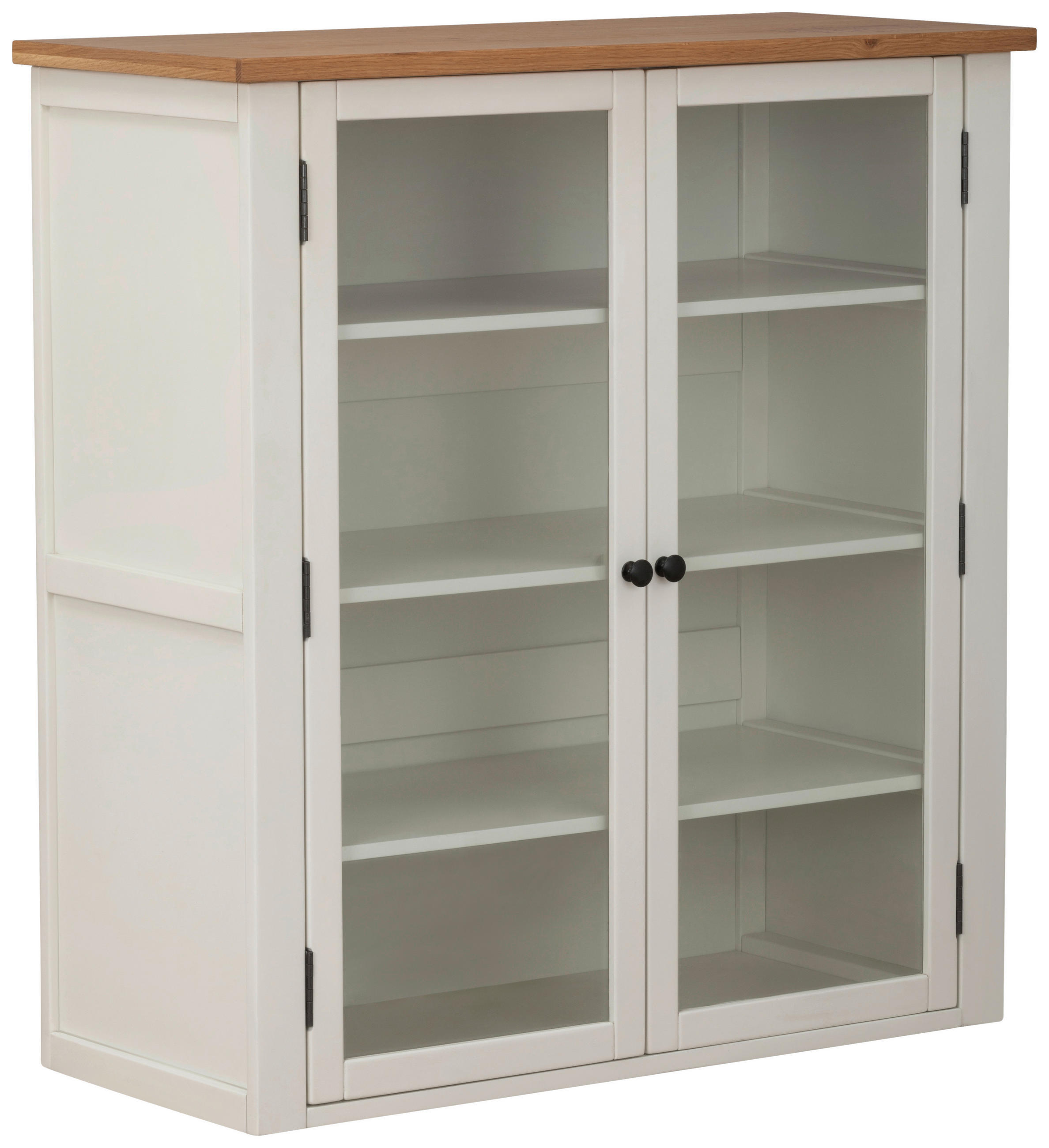 VITRINE in furniert, massiv Eiche, Kiefer Klar, Naturfarben, Weiß  - Klar/Silberfarben, LIFESTYLE, Glas/Holz (100/107/43cm) - MID.YOU