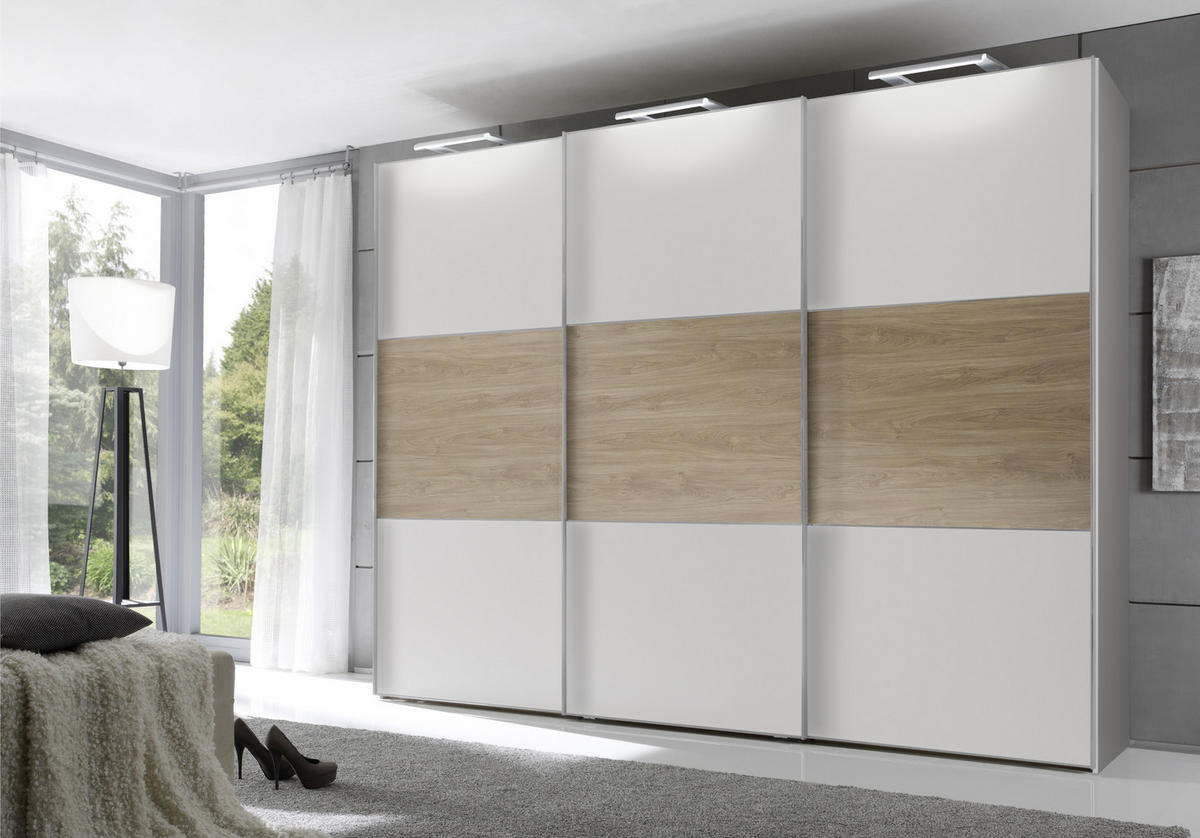SCHWEBETÜRENSCHRANK in Sandfarben, Eiche San Remo  - Sandfarben/Eichefarben, Modern (249/222/68cm) - MID.YOU