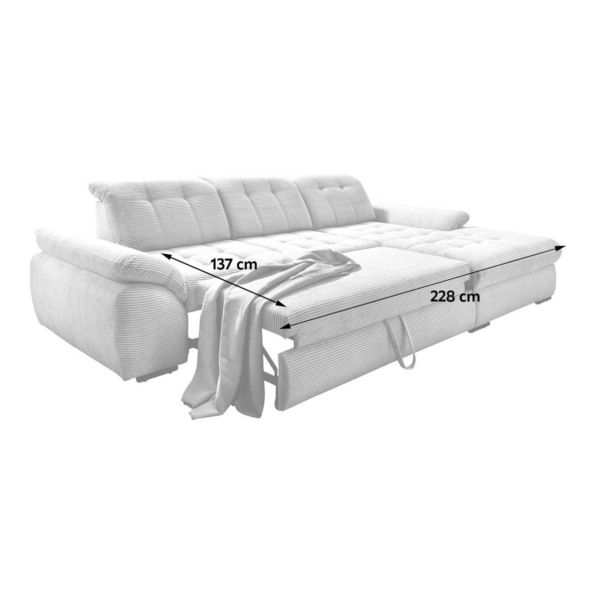 ECKSOFA Beige Cord  - Beige/Schwarz, MODERN, Textil/Metall (314/184cm) - Livetastic
