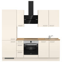 KÜCHENBLOCK 240 cm   in Eichefarben, Magnolie  - Edelstahlfarben/Eichefarben, MODERN, Holzwerkstoff/Metall (240cm) - Nobilia