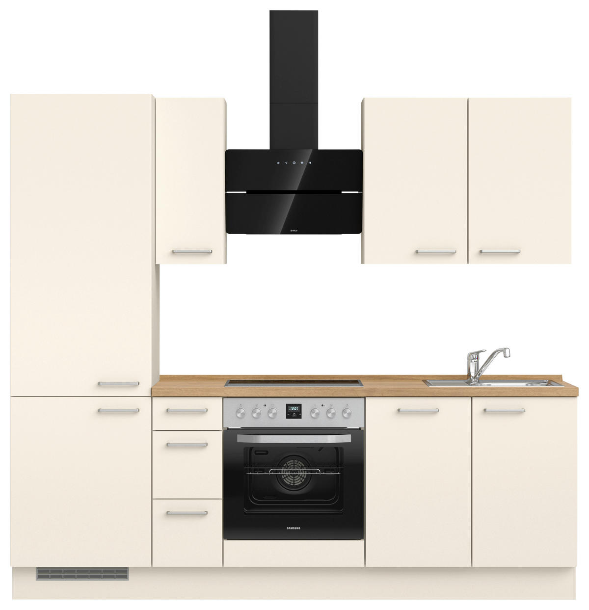 KÜCHENBLOCK 240 cm   in Eichefarben, Magnolie  - Edelstahlfarben/Eichefarben, MODERN, Holzwerkstoff/Metall (240cm) - Nobilia