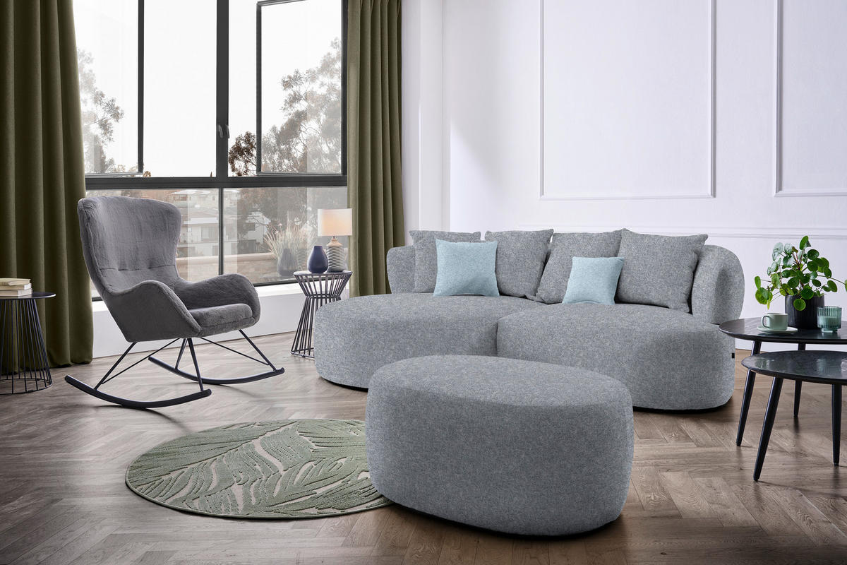 ECKSOFA  in Flachgewebe Dunkelgrau  166/235 cm  - Blau/Dunkelgrau, MODERN, Kunststoff/Textil (166/235cm) - Hom`in