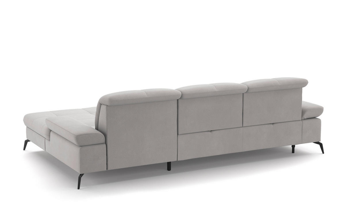 ECKSOFA in Flachgewebe Silberfarben  - Silberfarben/Schwarz, Konventionell, Textil/Metall (279/185cm) - Sit & More