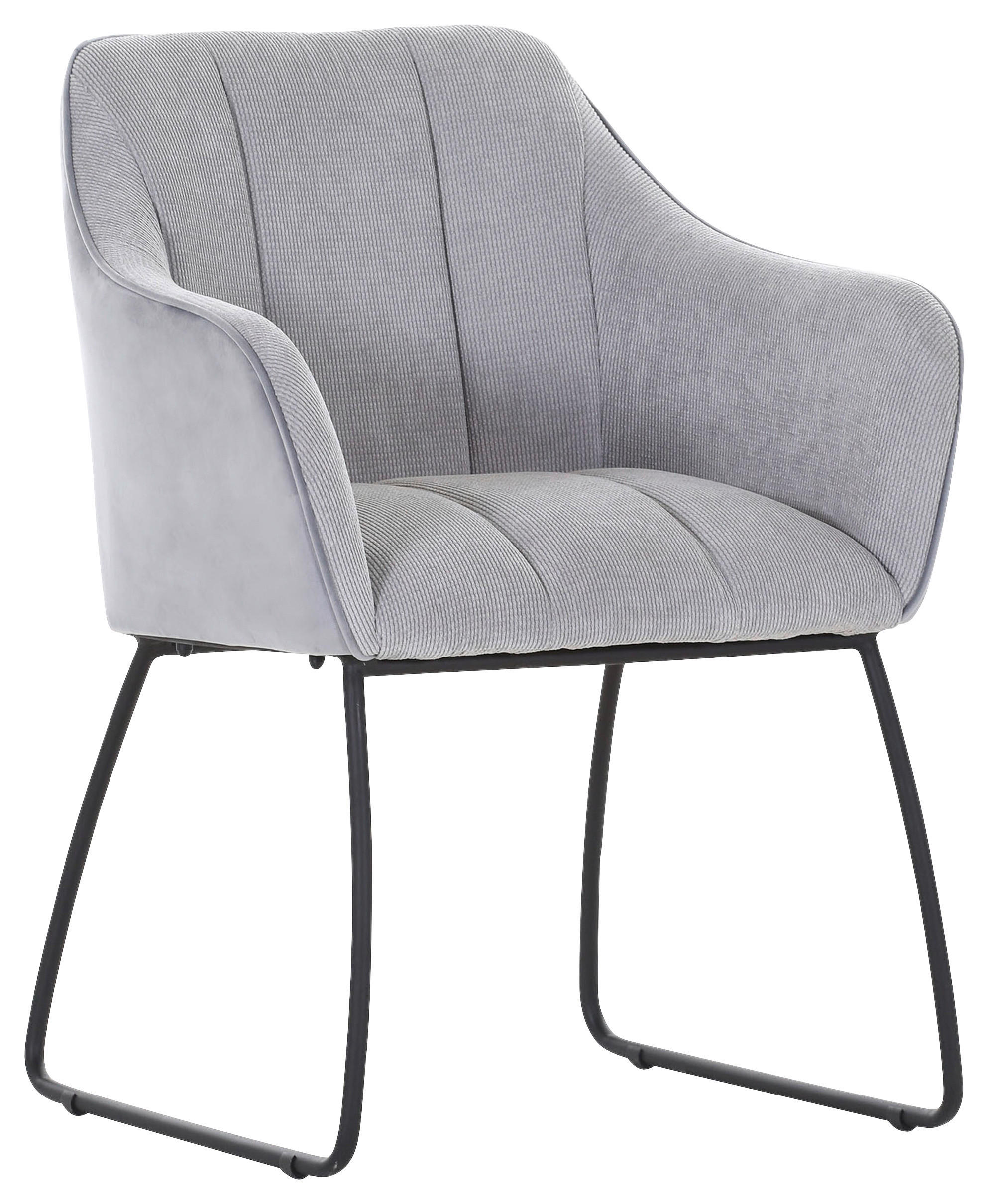 ARMLEHNSTUHL  Stoffauswahl, Typenauswahl Samt, Flachgewebe  - Hellgrau/Schwarz, Design, Textil/Metall (59/85/59cm) - Novel