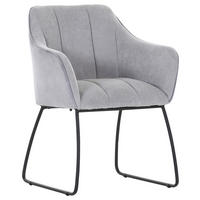 ARMLEHNSTUHL  Stoffauswahl, Typenauswahl Samt, Flachgewebe  - Hellgrau/Schwarz, Design, Textil/Metall (59/85/59cm) - Novel