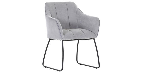 ARMLEHNSTUHL  Stoffauswahl, Typenauswahl Samt, Flachgewebe  - Hellgrau/Schwarz, Design, Textil/Metall (59/85/59cm) - Novel