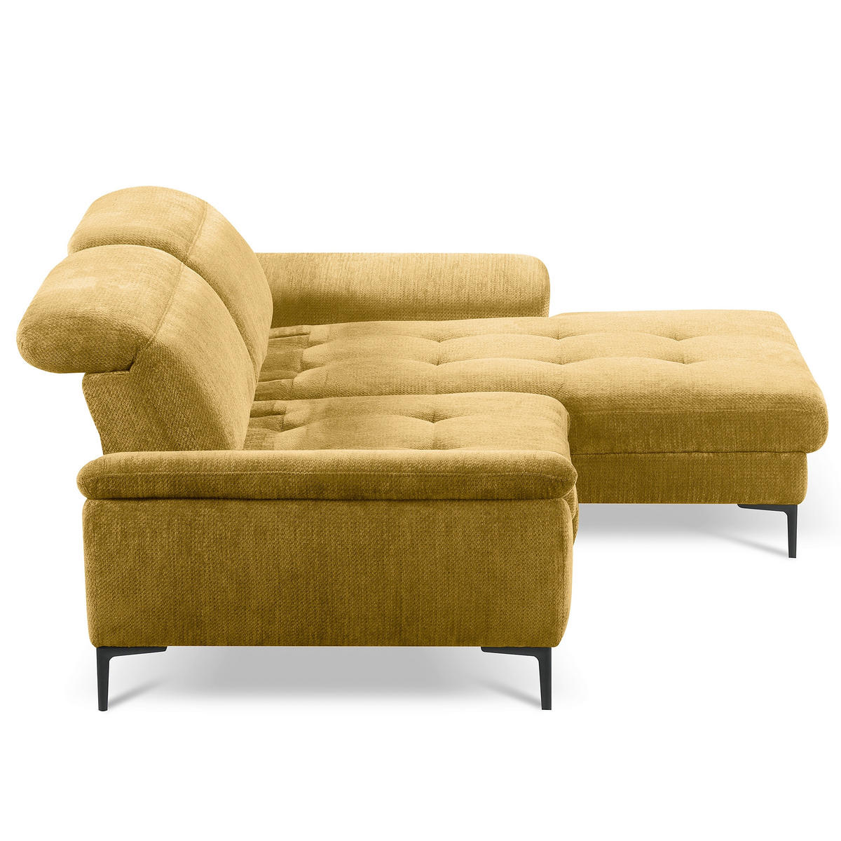 ECKSOFA  Webstoff Senfgelb  - Senfgelb/Schwarz, Design, Textil/Metall (268/195cm) - Livetastic