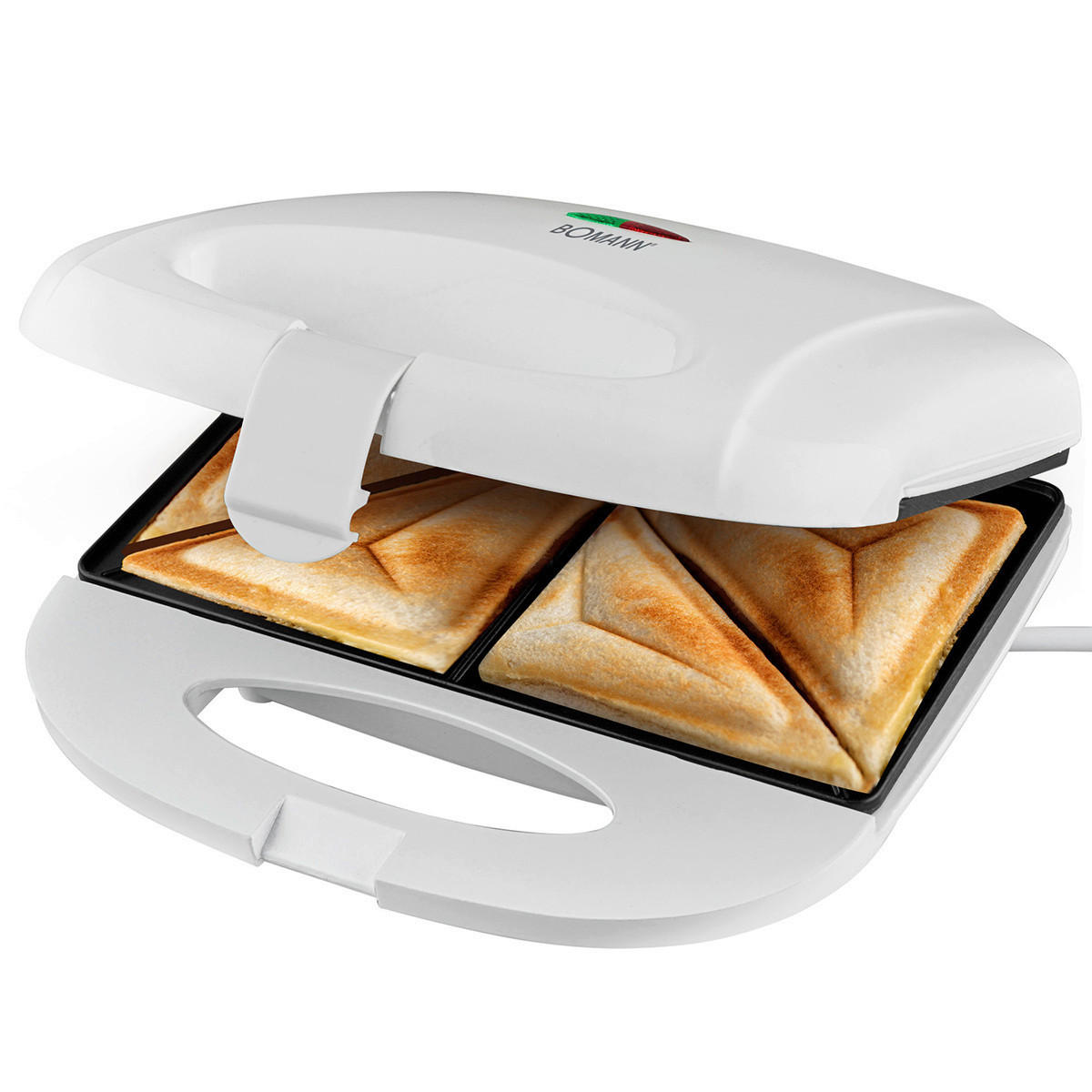 SANDWICHTOASTER  - Weiß, Basics, Kunststoff/Metall (22.7/8.3/20.7cm) - Bomann