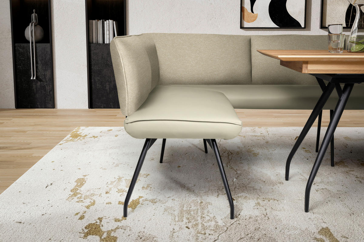 ECKBANK 215/195 cm Mikrofaser Creme   - Creme/Schwarz, Design, Textil/Metall (215/195cm) - Moderano