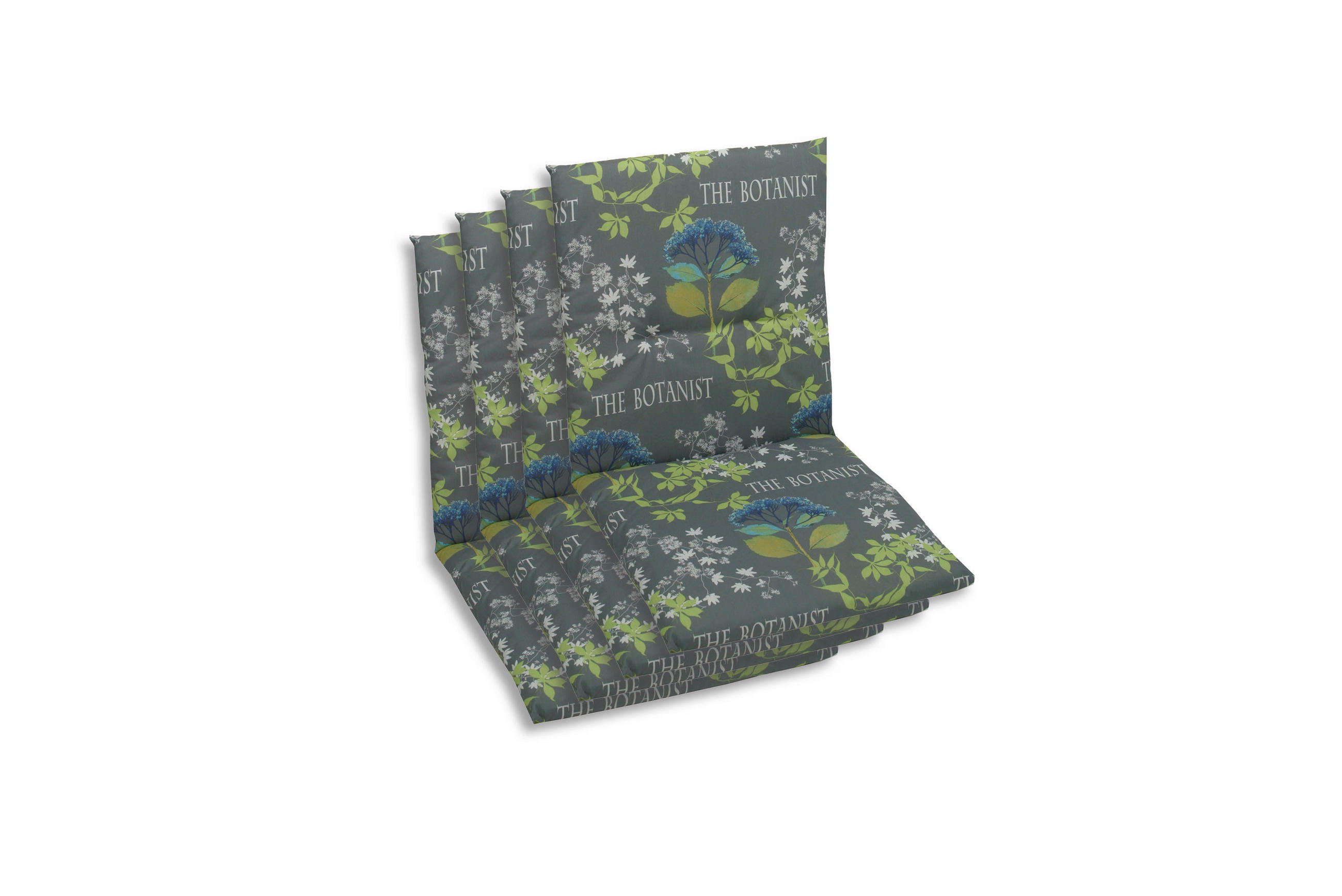 SESSELAUFLAGENSET Blume  - Blau/Grau, Basics, Textil (48/5/98cm)