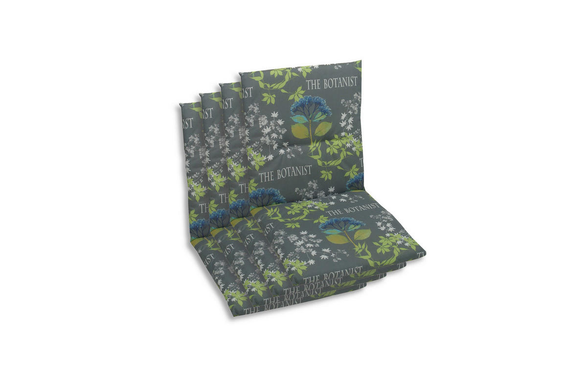 SESSELAUFLAGENSET Blume  - Blau/Grau, Basics, Textil (48/5/98cm)