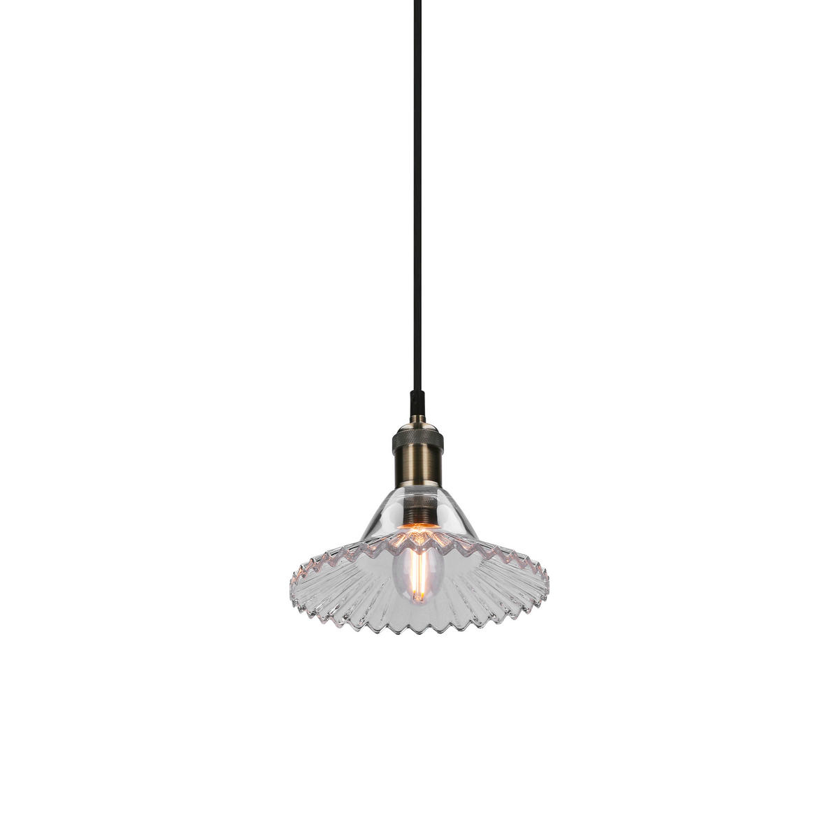 PENDELLEUCHTE 21.5/21.5/90 cm  - Schwarz, KONVENTIONELL, Glas/Metall (21.5/21.5/90cm)