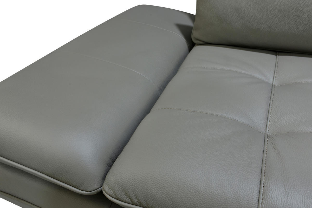 ECKSOFA Grau, Taupe Echtleder  - Taupe/Schwarz, Design, Leder/Kunststoff (312/104-128cm) - Celina Home