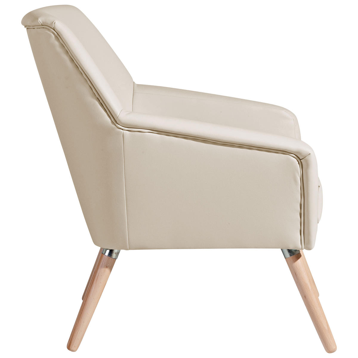 SESSEL in Lederlook Beige  - Beige/Buchefarben, Design, Holz/Textil (67/81/71cm) - Max Winzer
