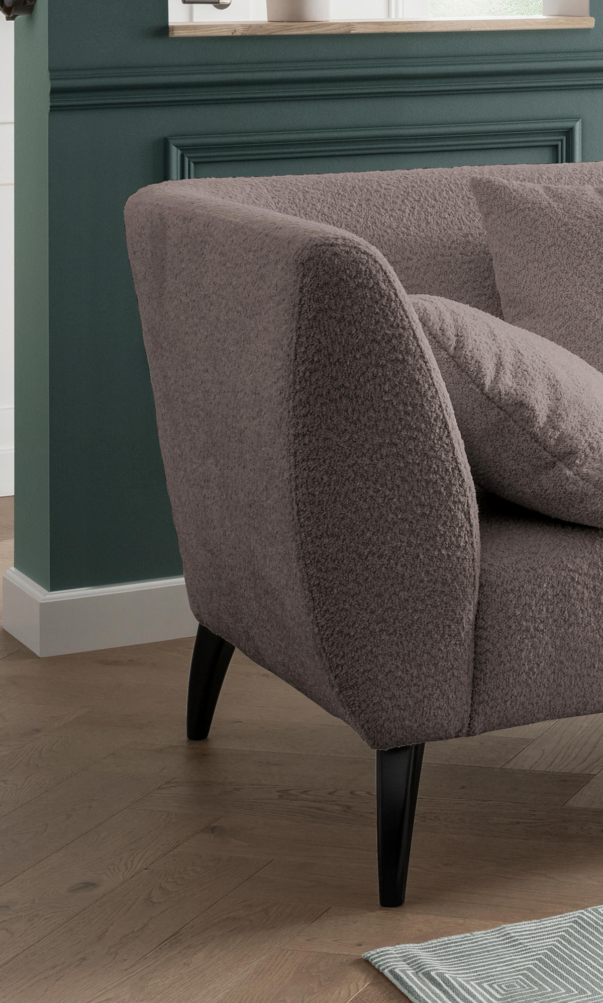 ECKSOFA Taupe Bouclé  - Taupe/Schwarz, MODERN, Holz/Textil (264/160cm) - MID.YOU