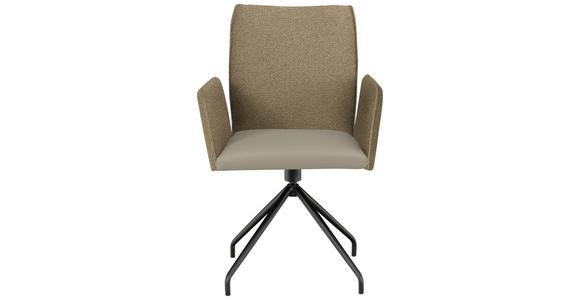 ARMLEHNSTUHL  , Stoffauswahl, Typenauswahl, Sitzfläche 360° drehbar  , Mikrofaser  ,  - Graubraun/Schwarz, Design, Textil/Metall (60/91/60cm) - Moderano