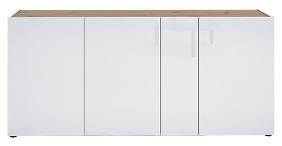 SIDEBOARD Weiß Hochglanz Einlegeböden  - Eichefarben/Weiß Hochglanz, Design, Holzwerkstoff/Kunststoff (203/92/40cm) - Xora