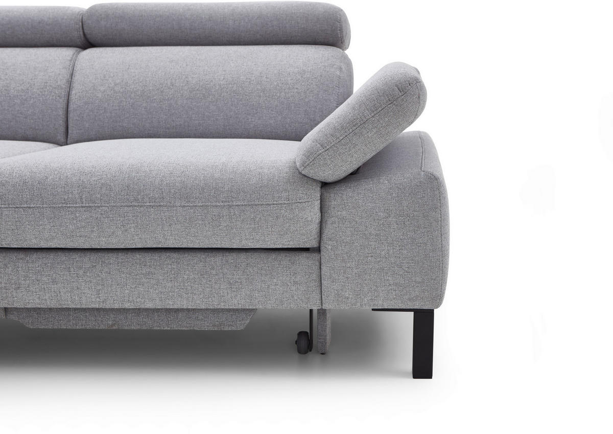 ECKSOFA in Flachgewebe Hellgrau  - Hellgrau/Schwarz, Design, Holzwerkstoff/Textil (217/272cm) - Pure Home Comfort