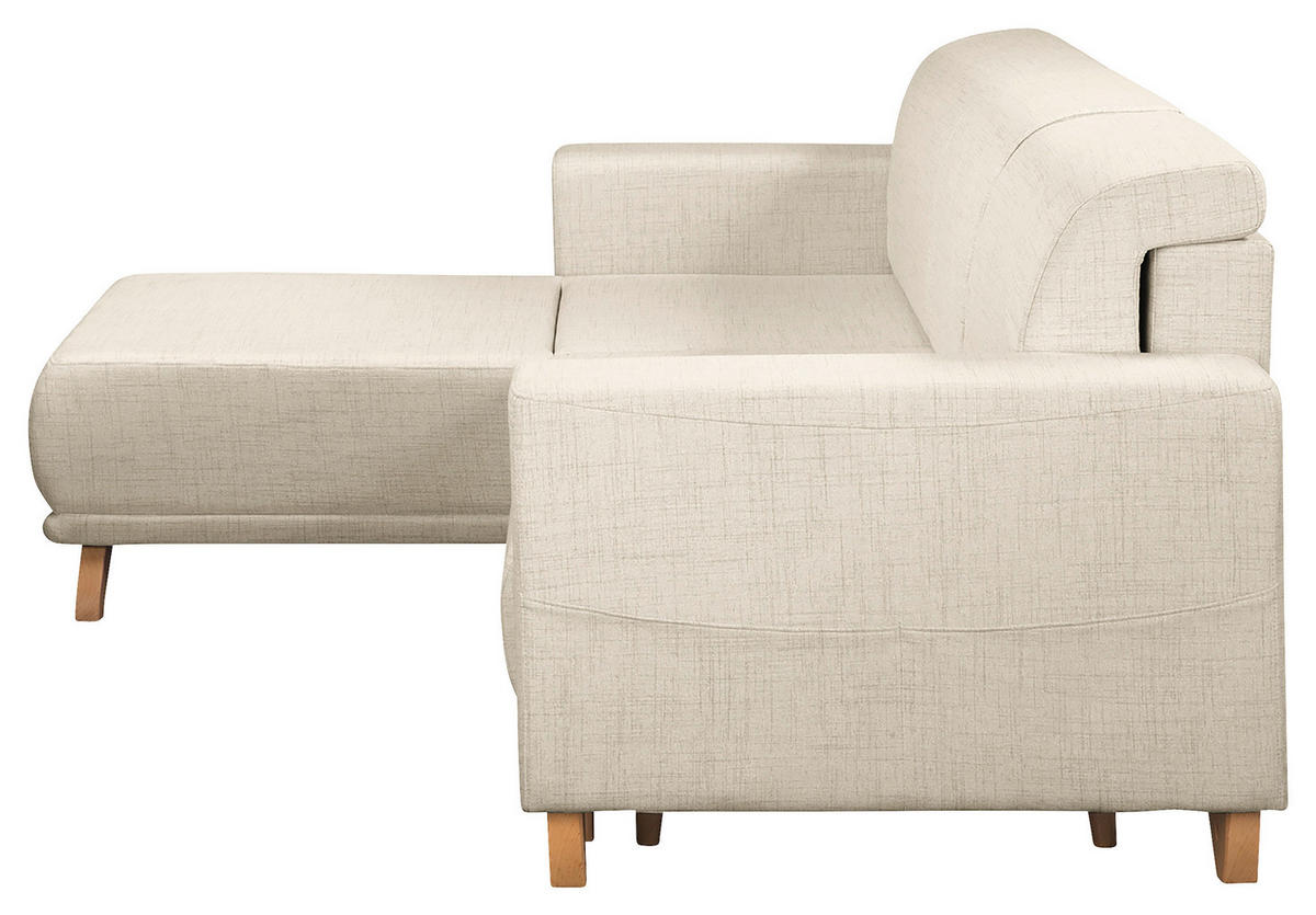 ECKSOFA in Textilgeflecht Hellgrau  - Wengefarben/Hellgrau, Design, Holz/Textil (257/174cm) - Livetastic
